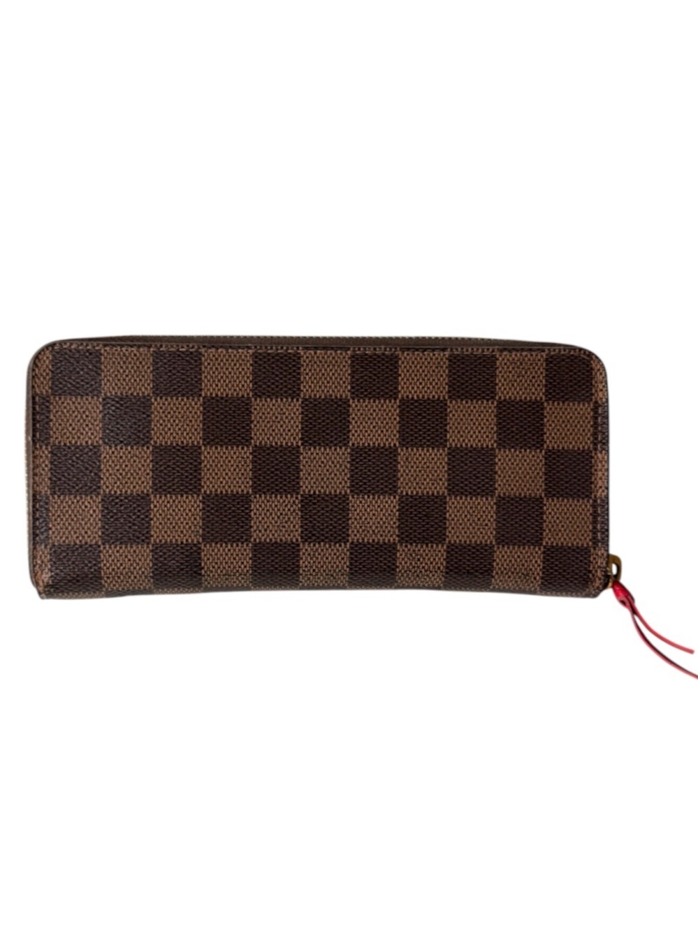 Louis Vuitton Clémence Zippy Wallet Damier Ebene with Red Interior